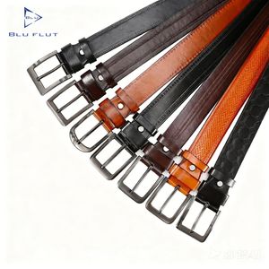 Cinturón para Hombre, Bluflut, Clásico, Vintage, Hebilla de Pin, Cinturón de Cuero Personalizado de Lujo, Hebilla de Pin Personalizada para Hombre - Product Image 1