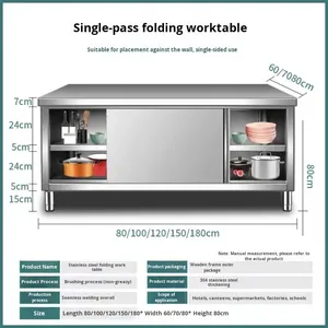 304 thép không gỉ dày bàn làm việc thương mại nhà bếp lưu trữ tủ bàn làm việc cho khách sạn nướng hoạt động - Product Image 5