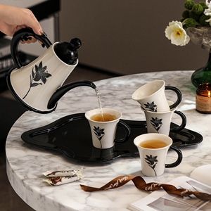 ชุดกาแฟและชาสไตล์ฝรั่งเศสแบบคลาสสิก ชุดถ้วยชาเซรามิกและกาน้ำชา ชุดของขวัญชา - Product Image 6