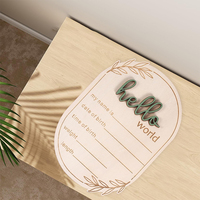Signe d'annonce pour bébé en bois Hello World Signe de nom de bébé Signe d'annonce pour nouveau-né Plaque d'annonce de naissance pour la maison