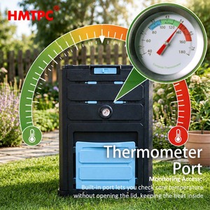 <span class=keywords><strong>Composteur</strong></span> extérieur résistant aux UV de 300 L en PP avec thermomètre, roues et système d'aération interne - Product Image 4