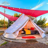 Réchaud de camp et lit Queen tente cloche extérieure 5m touriste coton yourte maison glamping tente de luxe toile yourte tente