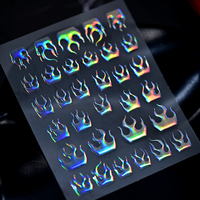 Autocollants pour ongles holographiques à 5 couleurs, effet flamme, irisés, scintillants, autocollants pour ongles auto-adhésifs, fournitures pour nail art gothique punk