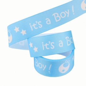 Ruban gros-grain bleu de haute qualité, motif bébé garçon, 2,2 cm x 10 yards, idéal pour les fêtes prénatales, les loisirs créatifs et les accessoires photo - Product Image 2