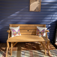 Banc de jardin convertible 2-en-1 pour pique-nique, pliable, en bois, gain de place, couleur personnalisable pour jardin et camping