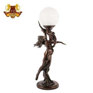 Statue de sirène en bronze taille réelle, décoration de jardin, sculpture de lampe de maintien de sirène en bronze - Product Image 3