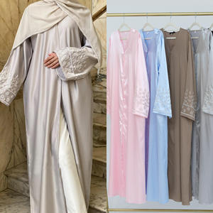 Abaya Elegante y Lujosa para Eid Al Fitr en Dubái, Vestido Musulmán Femenino Transpirable, Kimono Abierto de Satén con Cuentas Hechas a Mano - Product Image 6