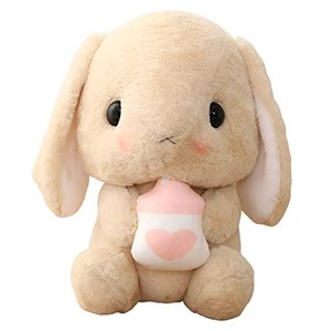 Peluche - Conejo Sentado de Orejas Caídas, Conejo Blanco de Pascua, Animal de Peluche con Zanahoria, Suave, Adorable y Realista, de Orejas Largas - Product Image 1