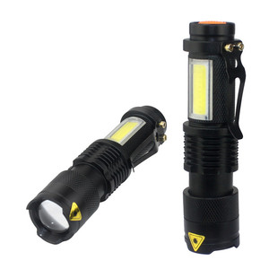 Không thấm nước có thể điều chỉnh Zoomable tập trung 3W LED + COB Torch ánh sáng Túi Clip chiến thuật mini Led đèn pin - Product Image 1