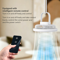 Vente en gros de ventilateurs portables rechargeables de 8 pouces avec lumière LED, télécommande, 3 vitesses, utilisation double table et plafond, 2400 mAh, ventilateur de camping