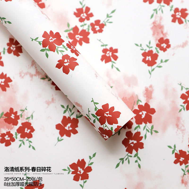 ดอกไม้ฤดูใบไม้ผลิไวน์แดง20แผ่น] 35*50ซม.