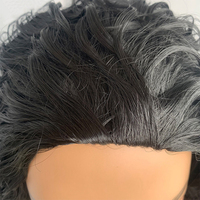 Perruque mi-longue 3 en 1 sans couture, bouclée et crépue, 24 pouces # Extensions de queue de cheval en fibre synthétique résistante à la chaleur 1B, aspect naturel pour femmes noires
