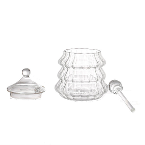 Tarro <span class=keywords><strong>de</strong></span> <span class=keywords><strong>miel</strong></span> <span class=keywords><strong>de</strong></span> vidrio <span class=keywords><strong>de</strong></span> borosilicato alto con forma <span class=keywords><strong>de</strong></span> árbol <span class=keywords><strong>de</strong></span> Navidad, resistente al calor, con cucharón <span class=keywords><strong>de</strong></span> vidrio. - Product Image 3