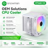 Ventilateur RGB à cadre noir avec roulement fluide, 50000 heures, double ventilateur, 6 caloducs, pour vendeurs e-commerce transfrontaliers, logo personnalisé, vente au détail, OEM rapide