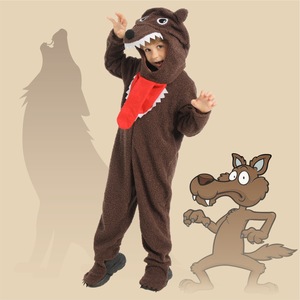 Costume de loup brun Jiedi pour enfants, déguisement d'Halloween, tenue de jeu de rôle animal, costume de scène scolaire - Product Image 1