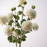 Chrysanthème Artificiel Grandes Têtes Effet Naturel, 5 Branches, Blanc, pour Décoration Mariage, Maison, Fêtes et Arrangements Floraux Événementiels