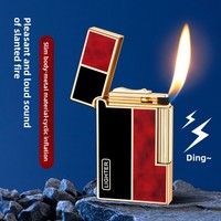 Briquet à gaz butane ZO8826 en métal, design fin et élégant, style rétro, avec allumage latéral coulissant et roue d'allumage oblique