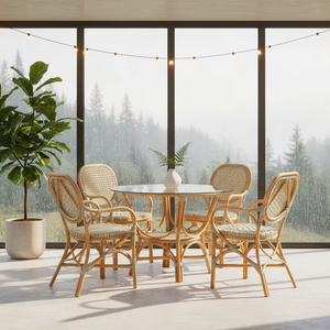 Elegante y Compacto Juego de Comedor de Mimbre/Ratán Estilo Bistró Asiático Jamaica para un Hogar Confortable, Muebles para Apartamentos, Hoteles y Espacios en Indonesia - Product Image 1