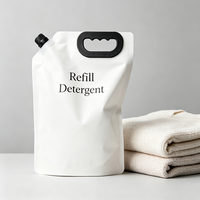 Pochettes souples personnalisées avec bec verseur de 500 ml, 1 L, 2 L, 1 gallon, rechargeables, pour détergent lessive, liquide de lavage, distributeur d'eau