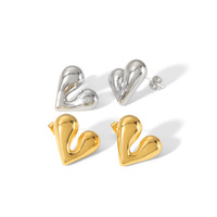 Boucles d'oreilles clous en acier inoxydable plaqué or 18 carats PVD, motif cœur liquide, pour femmes et jeunes filles, bijoux tendance et étanches