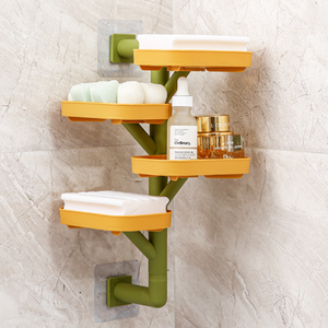 Estante de almacenamiento multicapa, jabonera giratoria para baño, estantes de almacenamiento montados en la pared, sin necesidad de perforaciones, suministros organizadores para el hogar - Product Image 1