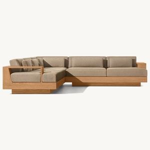 Muebles de Jardín de Alta Gama, Juego de Muebles de Patio para Hotel, Madera de Teca, Estilo Moderno, Sofá en Forma de L - Product Image 3