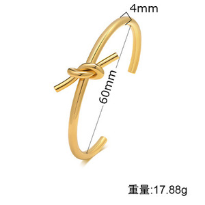 Brazaletes de Diseño Geométrico Ajustables de Acero Inoxidable con Revestimiento de Oro PVD de Múltiples Capas, Talla Universal |   Pulsera de Estilo Sencillo - Product Image 6
