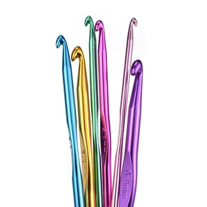 Venta de fábrica, alta calidad, mango suave personalizado, ganchos de ganchillo de aluminio, juego de agujas de tejer, 6 uds., 3,5-7,5mm con bolsa - Product Image 6