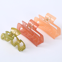 Coréen Élégant Grande Griffe De Cheveux Gelée Couleur Rectangulaire Creux U-Spring Pince À Cheveux Fantaisie Carré En Plastique En Gros