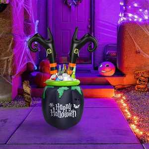 Halloween PVC Inflatable Lightweight Foldable <b>Witch</b> <b>Legs</b> Cauldron Candy Bowl - Product Image 6