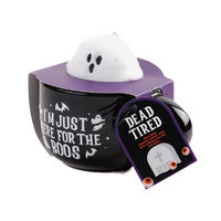 BespritGift Halloween cadeau comestible chat en peluche et tasse en céramique et chocolat chaud nouveauté coffret cadeau de vacances pour Halloween cadeau personnel