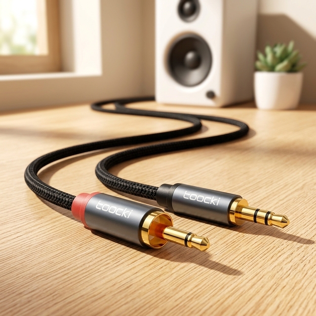 Toocki 3.5mm AUX Cable Stereo Surround Sound Enameled Copper Core Male to Male Audio Cord Anti-Interference for Car Speaker
