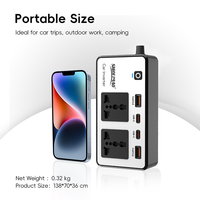 Convertidor de Corriente de 200W, Onda Sinusoidal Modificada, 12V a 220V DC/AC, Adaptador de Corriente para Auto con Doble USB y Tipo-C, Inversor de 200 Vatios para Auto