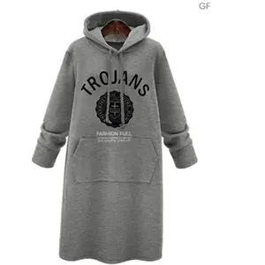 2024 Autumn New Cashmere And Thick Pullover Hoodie Women Loose Hooded Large Size Long Dress