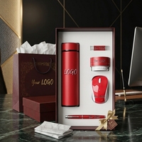 Juego de Regalo Corporativo Rojo con Logotipo Personalizado WD, Acero Inoxidable, 32G, USB Dual, Taza de Vacío de 450 ml, al por Mayor para Promoción Empresarial