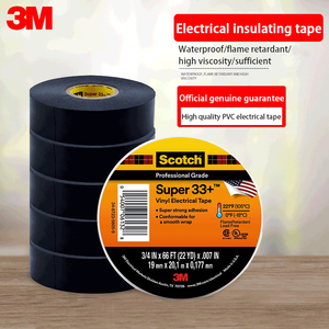 <strong>Vinyl</strong> Electrical Insulation Tape <strong>3M</strong> Super 33+ PVC 0.18mm Black Rubber <strong>Adhesive</strong> Waterproof Single Sided 20m Length for Electrical - Product Image 2