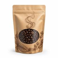 Sacs d'emballage alimentaire personnalisés en papier kraft avec fenêtre transparente pour café, thé, noix, refermables, à fermeture éclair, à fond plat
