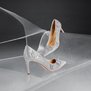 Scarpe da Donna <span class=keywords><strong>Eleganti</strong></span> Personalizzate con Strass, Punta Affusolata, Tacco a Spillo, Glitter <span class=keywords><strong>Argento</strong></span>, per Sposa, Matrimonio e Feste - Product Image 3