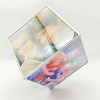Décoration de table en acrylique créative Cadre photo Rubik's Cube rotatif à 360 degrés