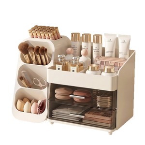 Cosmetic Storage <b>Box</b> With Drawers White Cream White <b>Makeup</b> Organizer For Desk Use - Product Image 5