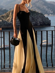 <span class=keywords><strong>Abito</strong></span> Lungo da <span class=keywords><strong>Donna</strong></span> Personalizzato Bicolore <span class=keywords><strong>Nero</strong></span> e Bianco, Vestito Lungo con Spalline Sottili e Scollo a Cuore OEM/ODM per Vendita all'Ingrosso - Product Image 4