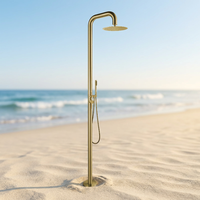 Colonne de douche de piscine autoportante au design moderne haut de gamme en acier inoxydable SUS304 anti-corrosion avec pulvérisateurs multifonctions en céramique