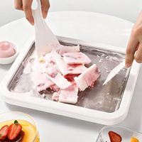 Kit de fabrication de crème glacée roulée, nouveau modèle, plaque de congélation instantanée en acier inoxydable pour la maison, avec 2 spatules, plateau DIY pour crème glacée roulée