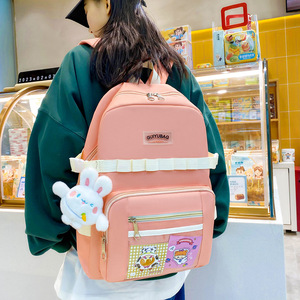 Guiyubag Pink <b>Backpack</b> 15 Inches <b>Lightweight</b> School Bag For Girls Campus Study <b>Backpack</b> With Zipper Pocket And Detachable Strap - Product Image 1