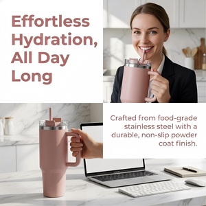 Gobelet <span class=keywords><strong>isotherme</strong></span> personnalisé en acier inoxydable de 40 oz avec <span class=keywords><strong>poignée</strong></span> pour l'extérieur, tasse à café imprimée avec logo, disponible en 20 oz, 30 oz, 40 oz - Product Image 4
