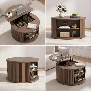 <span class=keywords><strong>Tavolino</strong></span> da Caffè Rotondo con Piano Sollevabile 31,5 Pollici, in MDF con Anta Scorrevole, per Soggiorni Piccoli - Product Image 6