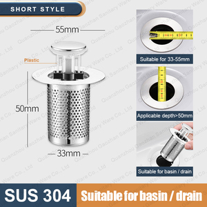 Bộ lọc cống chậu rửa bằng thép không gỉ 304 bền chắc, thiết kế hiện đại, chống gỉ, chống mốc, dễ sử dụng, dành cho khách sạn - Product Image 3