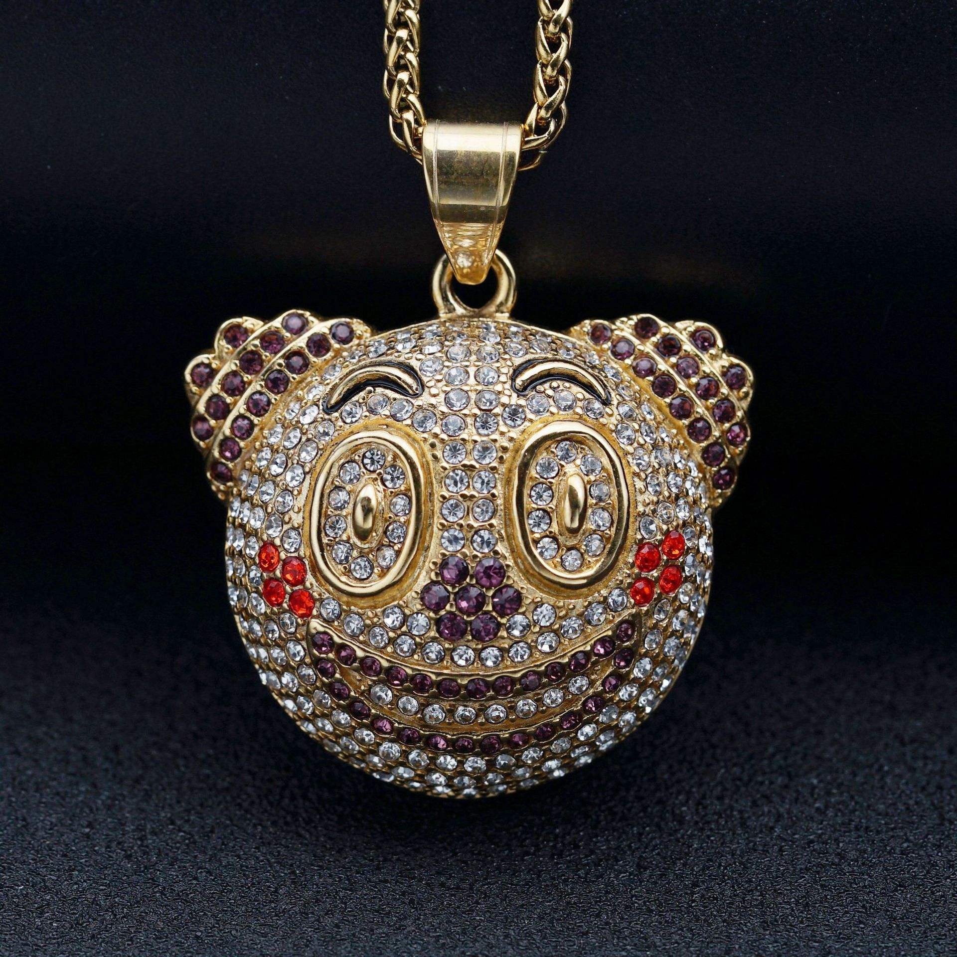 Colored Zircon Gold Single Pendant Without Chain