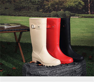 Noir Grand Mode Bottes De <span class=keywords><strong>Pluie</strong></span> pour Femmes Antidérapant Moulé Par Injection Respirant Anti-Glissant Adulte Longues Chaussures pour Été Automne - Product Image 6