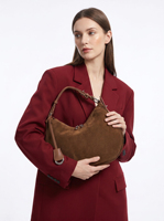 Nouveau Sac Bandoulière Femme 2026 en Cuir Mat Tendance Rétro Classique, Sensation Haut de Gamme, Forme Croissant en Daim